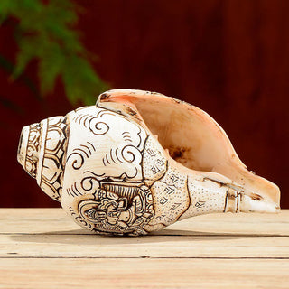 Buddha Gift Tibetan Handmade Engraved Shankha Buddha Avalokitesvara Conch Shell Wealth Decoration