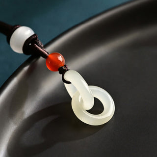 Buddha Gift Natural Hetian Cyan Jade White Jade Double Peace Buckle Success Necklace Pendant