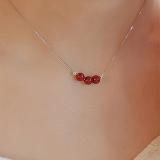 Buddha Gift 925 Sterling Silver Cinnabar Bead Calm Blessing Necklace Pendant