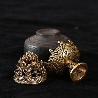 Buddha Gift Tibetan Mini Mountain Pattern Meditation Copper Alloy Incense Burner