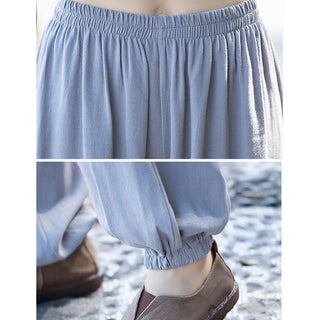 Buddha Gift 2Pcs Frog-Button Long Sleeve Shirt Top Pants Meditation Zen Tai Chi Cotton Linen Clothing Women's Set