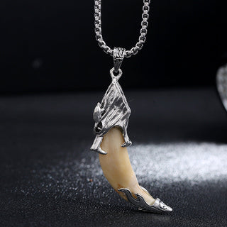 Buddha Gift Imitation Wolf Tooth Titanium Steel Balance Necklace Pendant
