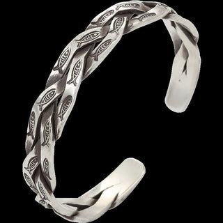 Buddha Gift Koi Fish Twisted Design Luck Wealth Cuff Bracelet Bangle