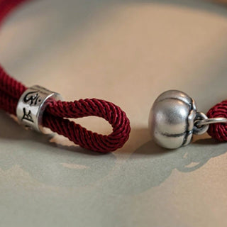 Buddha Gift 925 Sterling Silver Tibetan Handmade Om Mani Padme Hum Persimmon Charm Luck Protection Braided Bracelet