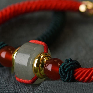 Buddha Gift Tibetan Green Aventurine Luck Braid String Bracelet