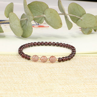 Buddha Gift Natural Garnet Strawberry Quartz Calm Bracelet