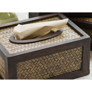 Buddha Gift Handmade Bamboo Woven Wood Tissue Box Wooden Tissue Holder Wipes Boxes Decoration