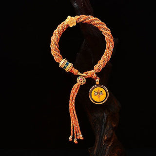 Buddha Gift Tibet Handmade Five God Of Wealth Luck Thangka Amulet Prayer Wheel Flower Charm Weave String Bracelet
