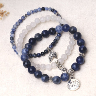 Buddha Gift 3PCS Natural Quartz Crystal Beaded Healing Energy Lotus Bracelet