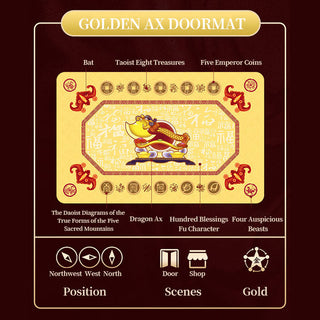 Buddha Gift Five Elements Lucky Crane Gourd Kirin Dragon Axe Nine Koi Fish Non-slip Foot Pad Doormat