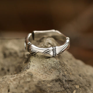 Buddha Gift Simple Bamboo Design Copper Luck Wealth Adjustable Ring