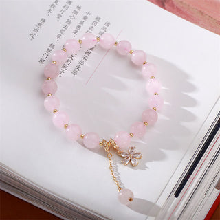 Buddha Gift Natural Pink Crystal Plum Blossom Love Bracelet