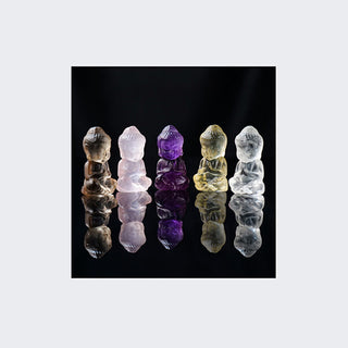 Buddha Gift Various Crystal Amethyst Pink Crystal White Crystal Citrine Buddha Carved Spiritual Healing Necklace Pendant Decoration
