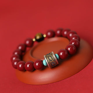 Buddha Gift 925 Sterling Silver Chinese Zodiac Natal Buddha Cinnabar Om Mani Padme Hum Calm Bracelet