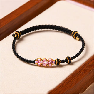 Buddha Gift Handmade Peach Blossom Protection Braided Rope Bracelet