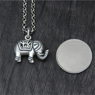 Buddha Gift 990 Sterling Silver Elephant Strength Necklace Pendant