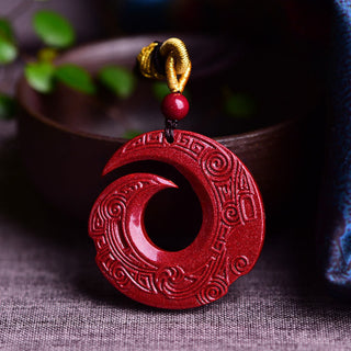Buddha Gift One's Luck Improves Design Patern Natural Cinnabar Blessing Necklace Pendant