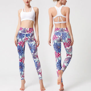 Buddha Gift Colorful Flower Petal Leaves Print Sports Exercise Fitness High Waist Leggings Women's Yoga Pants
