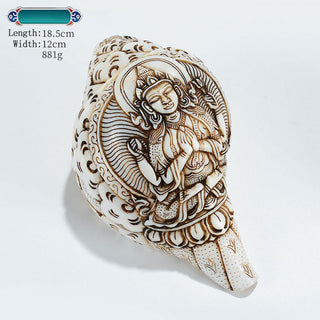 Buddha Gift Tibetan Handmade Engraved Shankha Buddha Avalokitesvara Conch Shell Wealth Decoration