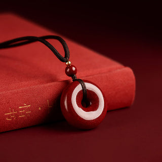 Buddha Gift Cinnabar Peace Buckle Calm Blessing Necklace Pendant