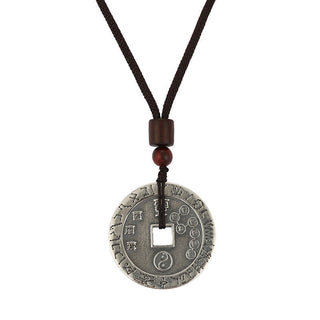Buddha Gift Bagua Yin Yang Copper Coin Star Balance Energy Necklace Pendant