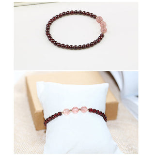 Buddha Gift Natural Garnet Strawberry Quartz Calm Bracelet
