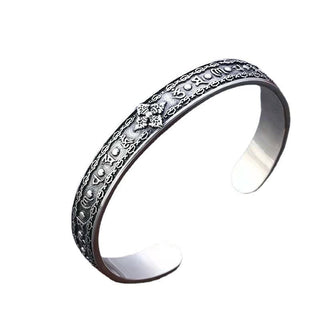 Buddha Gift 925 Sterling Silver Om Mani Padme Hum Double Dorje Engraved Wisdom Cuff Bracelet Bangle
