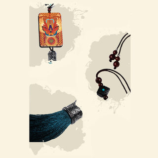 Buddha Gift PiXiu Ebony Wood Luck Wealth Tassel Car Hanging Decoration