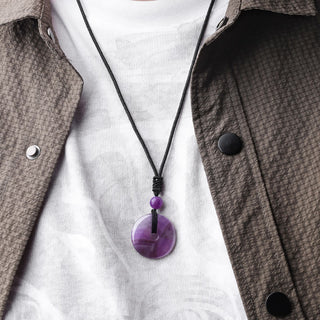 Buddha Gift Lucky Coin Pendant Healing Crystal Gemstone Necklace