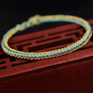 Buddha Gift Two-Color Rope Handcrafted Eight Thread Peace Knot Bracelet