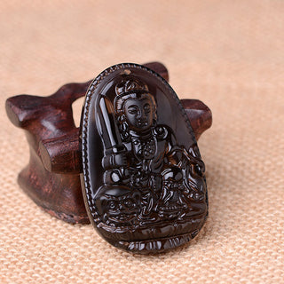 Buddha Gift Chinese Zodiac Obsidian Protection Necklace