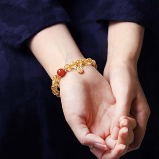 Buddha Gift Citrine Red Agate Fortune Charm Bracelet