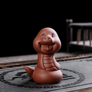 Buddha Gift Chinese Zodiac Purple Clay Wealth Ceramic Tea Pet Home Figurine Decoration