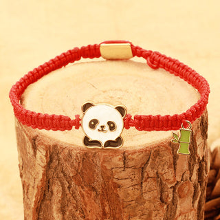 Buddha Gift Tibetan Handmade Panda Bamboo Lucky Red String Bracelet