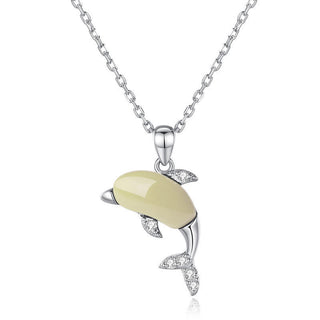 Buddha Gift 925 Sterling Silver Cute Dolphin Hetian Jade Red Agate Luck Necklace Pendant Ring Earrings Set