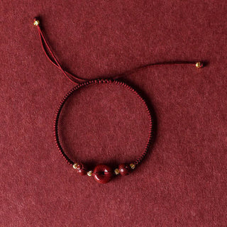 Buddha Gift Handmade Lotus Cinnabar Peace Buckle Blessing Braid Bracelet