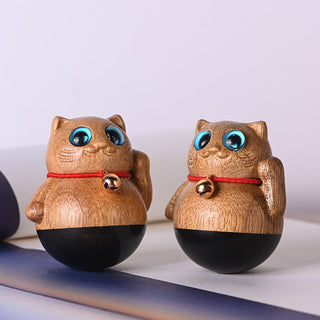 Buddha Gift Mini Lucky Cat Kitten Phoebe Zhennan Wood Blessing Decoration