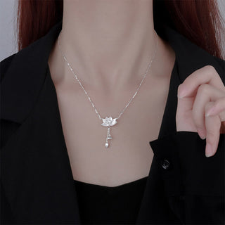 Buddha Gift 999 Sterling Silver Lotus Flower Pod Carved Enlightenment Necklace Pendant