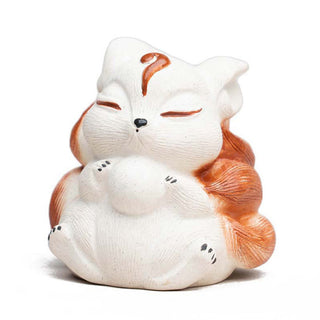 Buddha Gift Mini Nine Tailed Fox Purple Clay Luck Desk Decoration