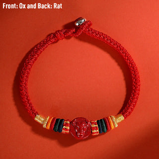 Buddha Gift Year of the Dragon 925 Sterling Silver Chinese Zodiac Cinnabar Auspicious Matches Blessing Bracelet
