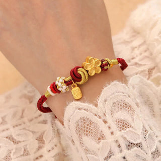 Buddha Gift Peach Blossom Happiness Charm Luck Red String Bracelet