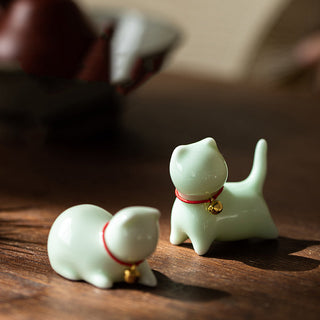Buddha Gift Mini Small Cute Cat Tea Pet Ceramic Home Desk Figurine Decoration