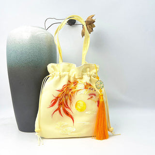 Buddha Gift Lotus Peony Epiphyllum Phoenix Suzhou Embroidery Cotton Linen Tote Crossbody Bag Shoulder Bag Handbag