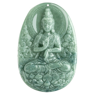 Buddha Gift Natural Jade Avalokitesvara Amulet Wealth Necklace Pendant