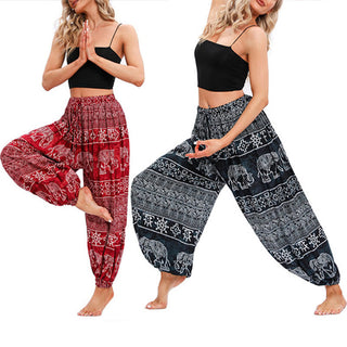 Buddha Gift Elephant Geometry Pattern Casual Loose Harem Trousers Women's Yoga Pants