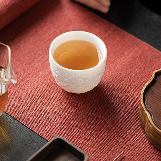 Buddha Gift Dragon Phoenix Relief White Porcelain Ceramic Teacup Kung Fu Tea Cup 115ml