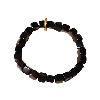 Buddha Gift Tibetan Ebony Wood Square Beads Peace Calm Bracelet