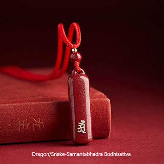 Buddha Gift Chinese Zodiac Natal Buddha Cinnabar Amulet Protection String Necklace Pendant