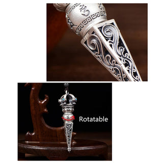 Buddha Gift Tibetan Om Mani Padme Hum Dorje Vajra Design Wisdom Rotatable Necklace Pendant