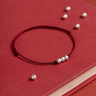 Buddha Gift 925 Sterling Silver Three Beads Protection String Bracelet Anklet